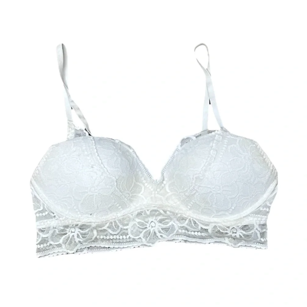 PINK Victoria’s Secret White Lace Bralette M (A–C) | Coquette Angelcore Preppy - Picture 2 of 10